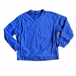 Vtg Nike Windbreaker Jacket Mens 2XL V Neck Pullover Team Blue Tennis Golf Track